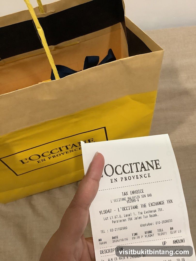 L'Occitane Shopping Bag and Receipt