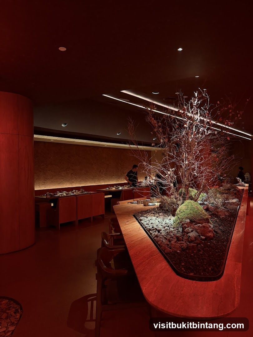 Restaurant Interior with Decorative Tree