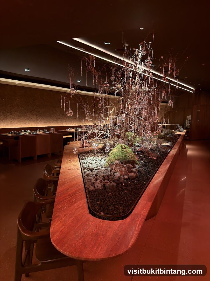 Restaurant Interior with Decorative Tree