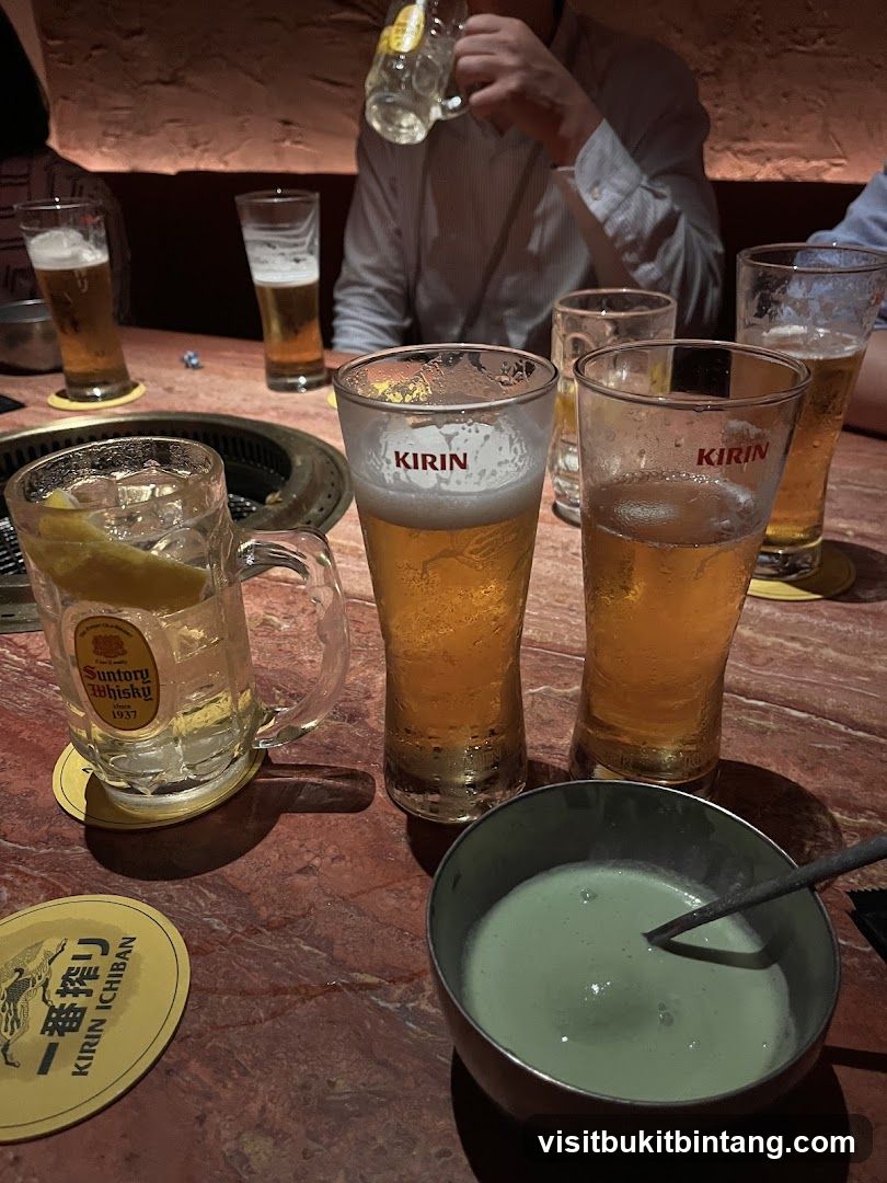 Table with drinks and food