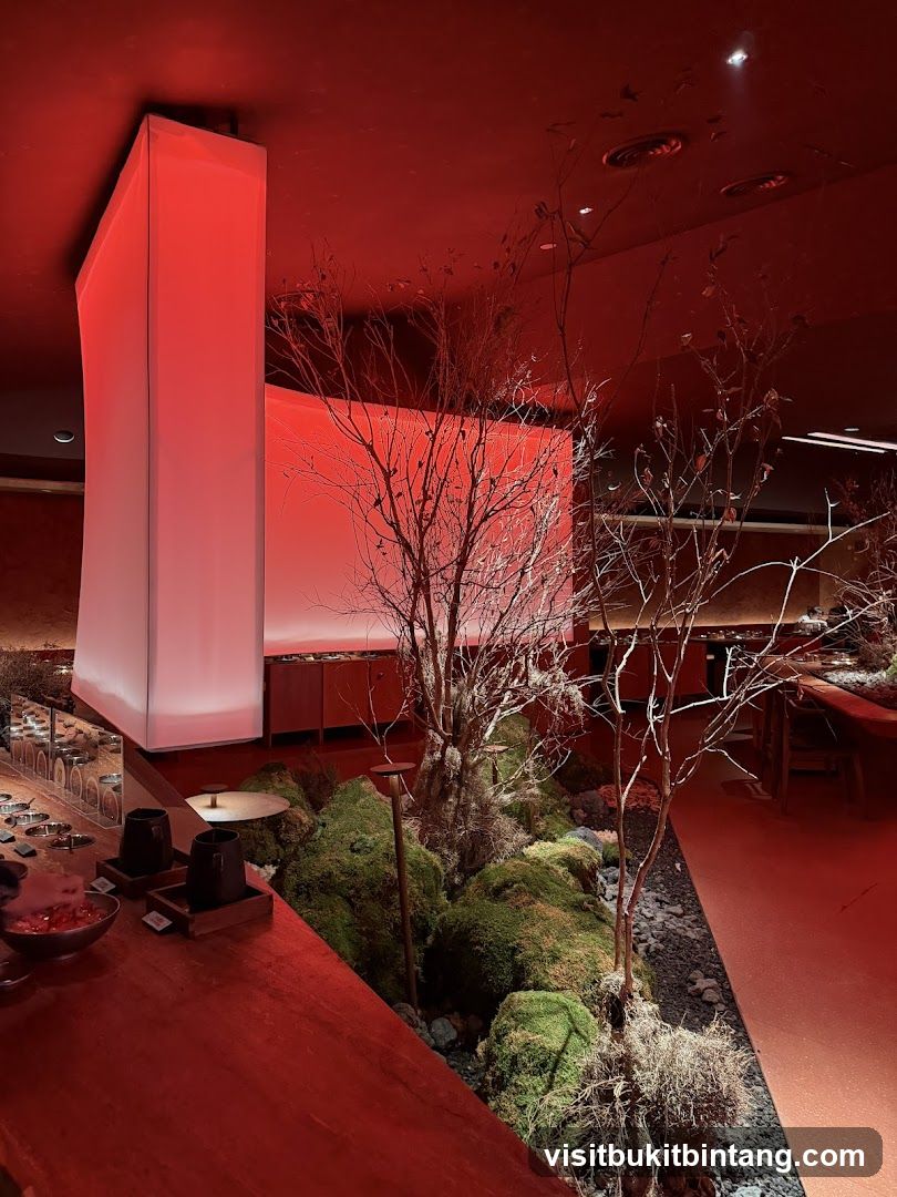 Restaurant Interior with Zen Garden
