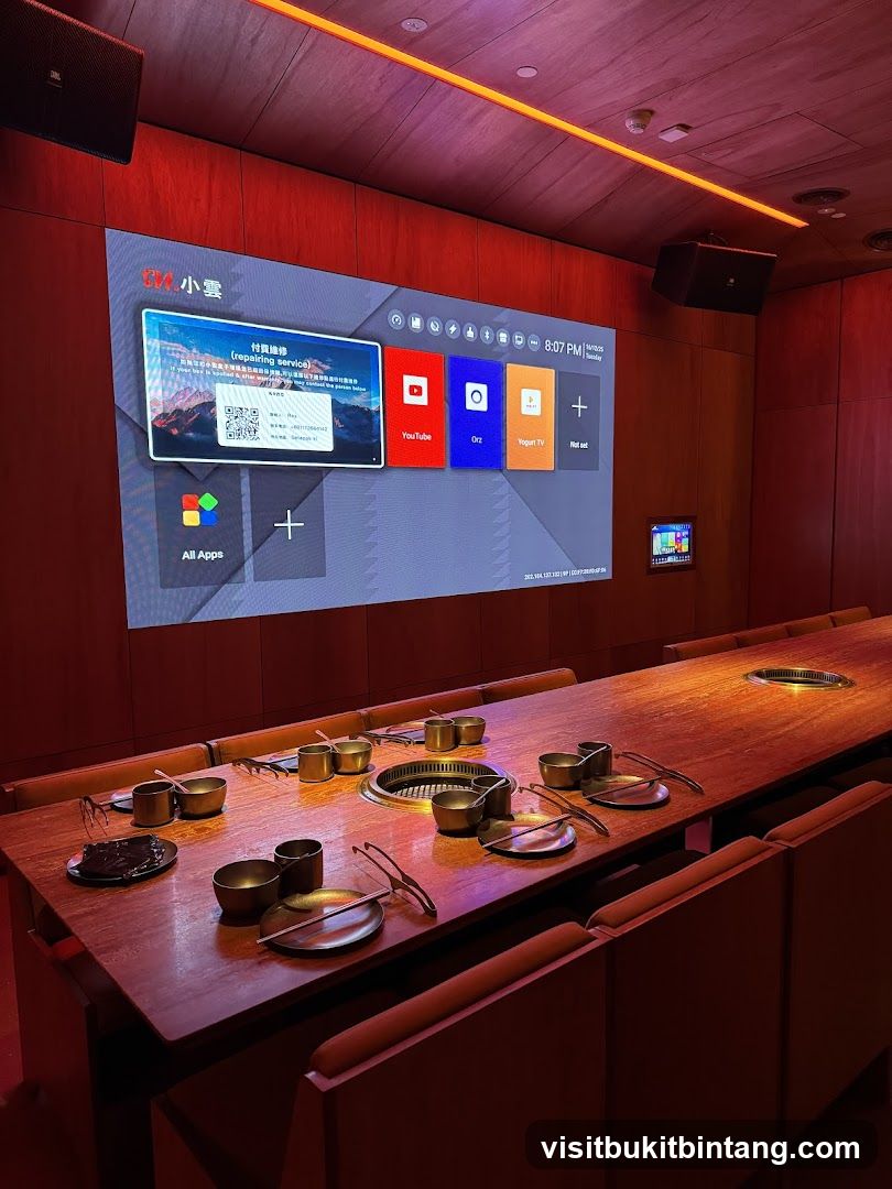 Restaurant Dining Area with Large Screen