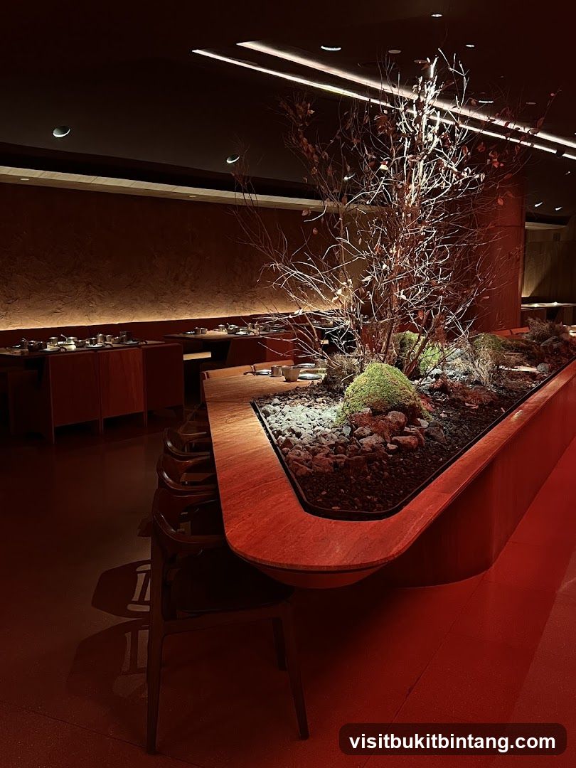 Restaurant Interior with Decorative Plant Display