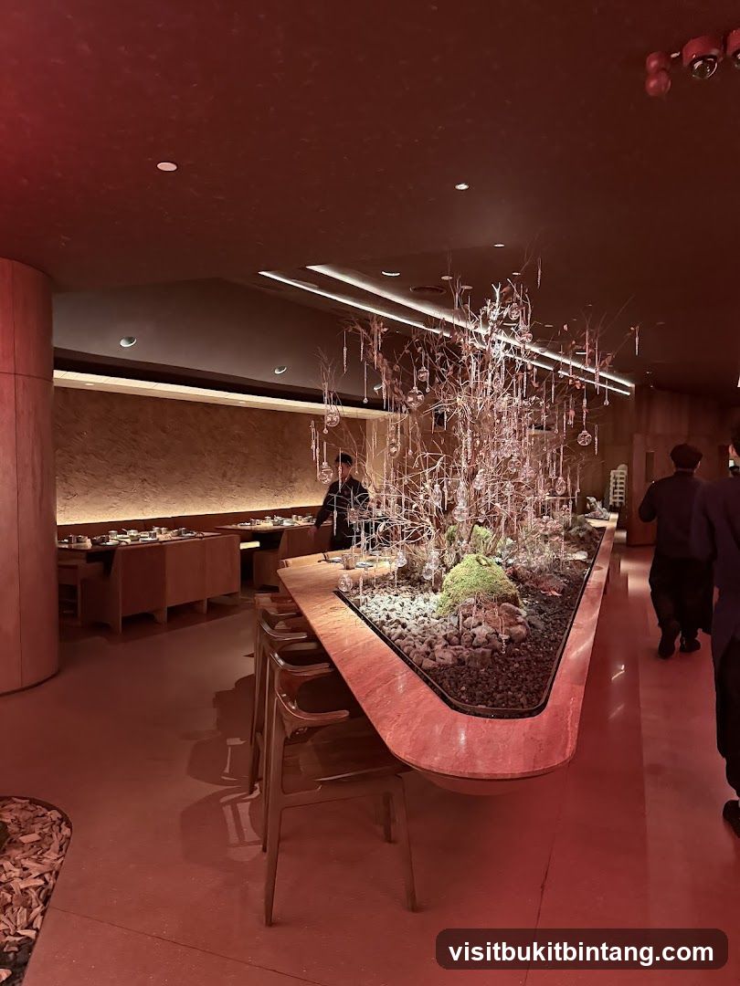 Restaurant Interior with Decorative Tree