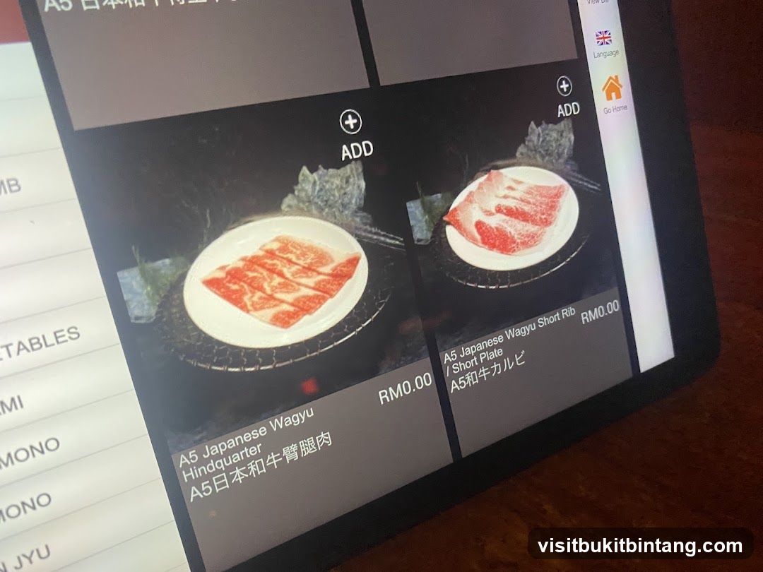 A5 Japanese Wagyu Menu