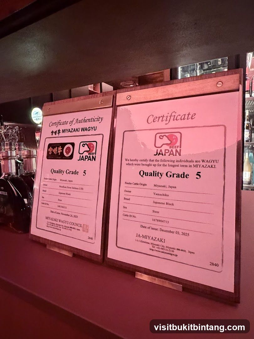 Certificates of Authenticity for Miyazaki Wagyu