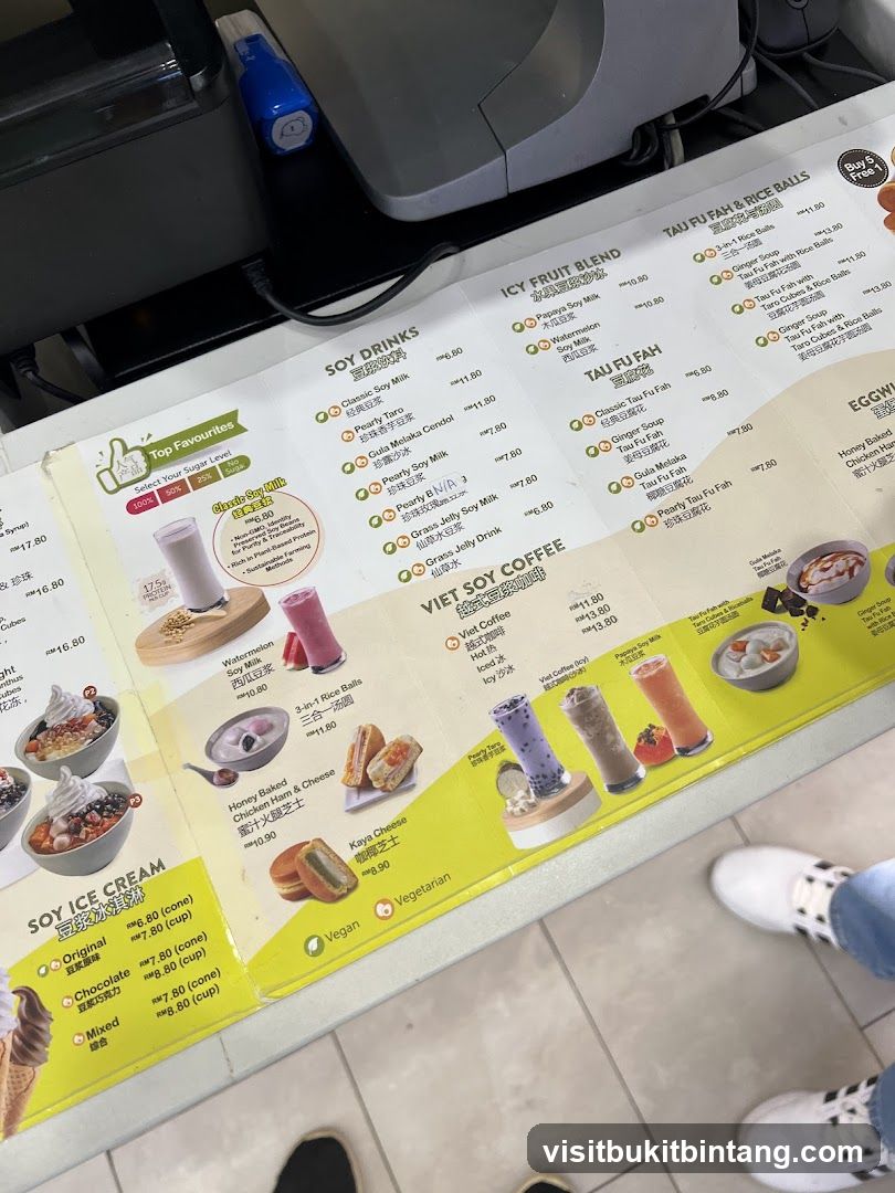 Soy Drinks, Icy Fruit Blend, Tau Fu Fah & Rice Balls, Soy Ice Cream, Viet Soy Coffee, Eggw