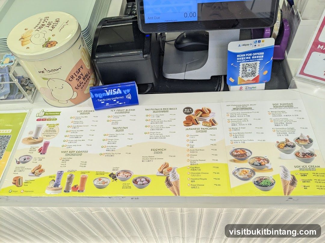 Mr. Bean Menu and Payment Area