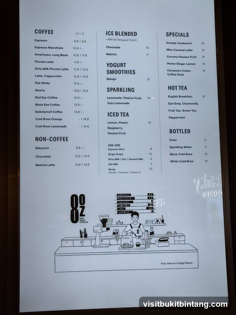 Eight Ounce Coffee Co. Menu