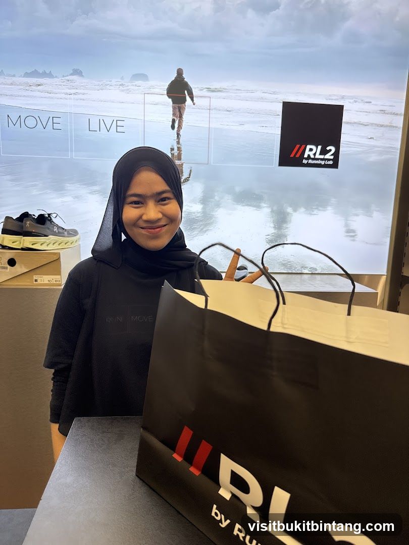 Woman with shopping bag and running shoes