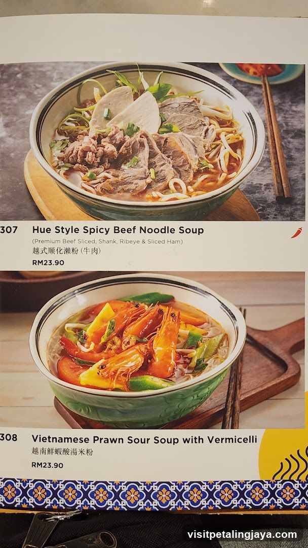 Vietnamese Noodle Soup Menu Page