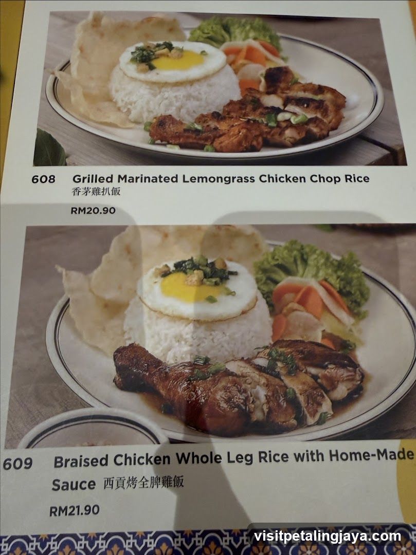 Grilled Marinated Lemongrass Chicken Chop Rice and Braised Chicken Whole Leg Rice with Home-Made Sauce