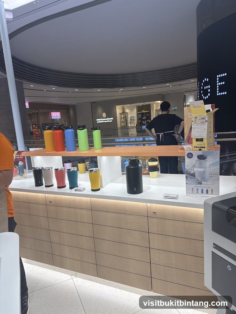 Display of Water Bottles and Tumblers