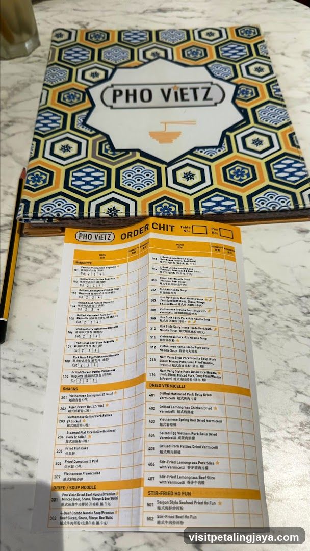 Pho Vietz Menu