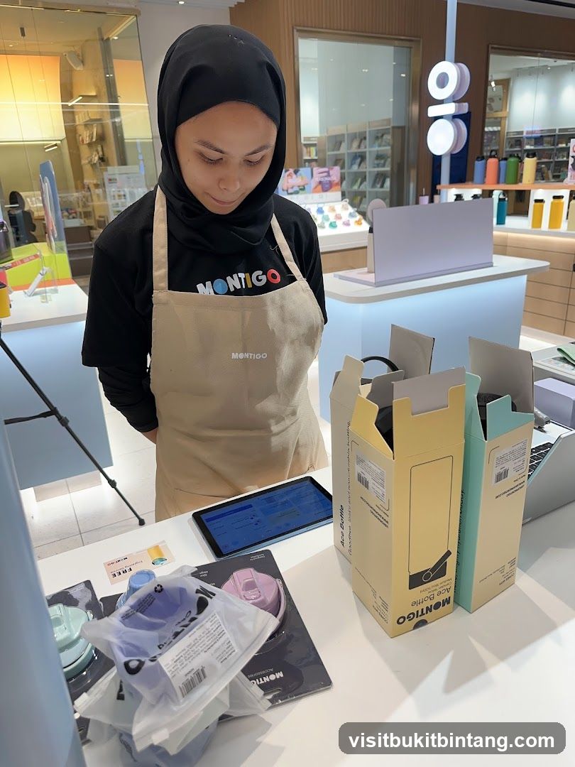 Store employee with products
