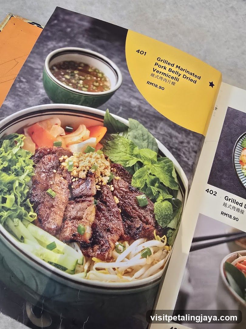Food Menu Page with Grilled Pork Belly Dried Vermicelli