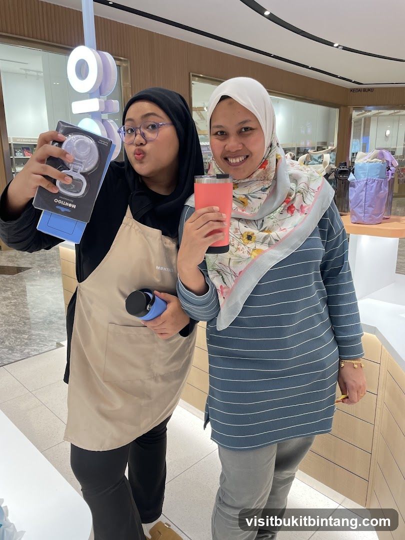 Two women posing with products