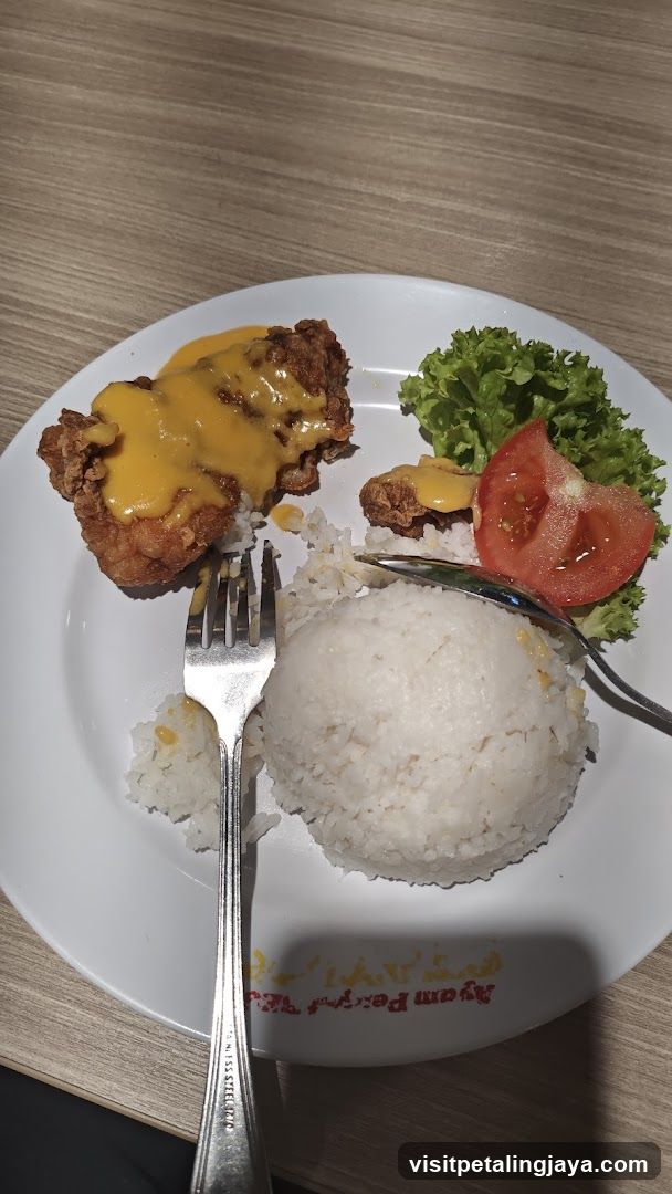 Fried Chicken with Rice and Salad