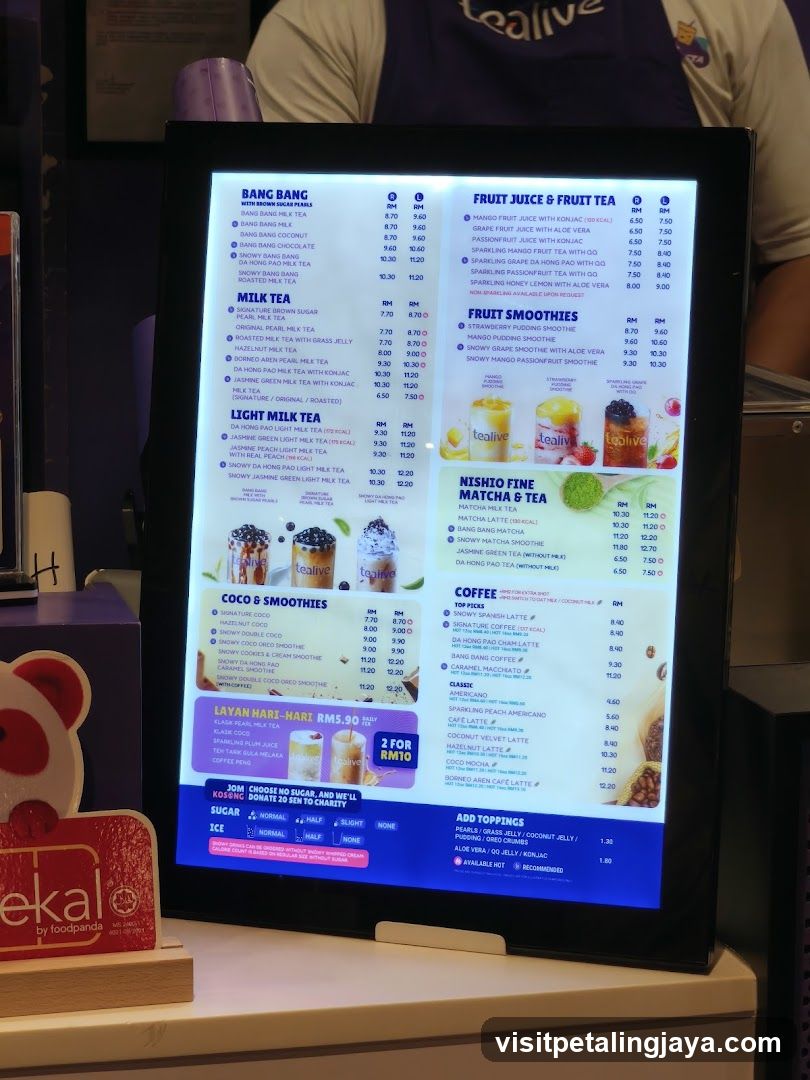 Tealive Menu Board