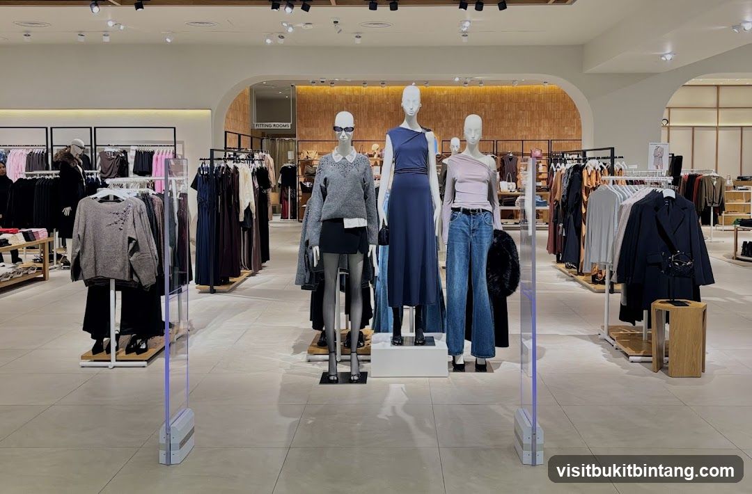 Clothing store interior with mannequins