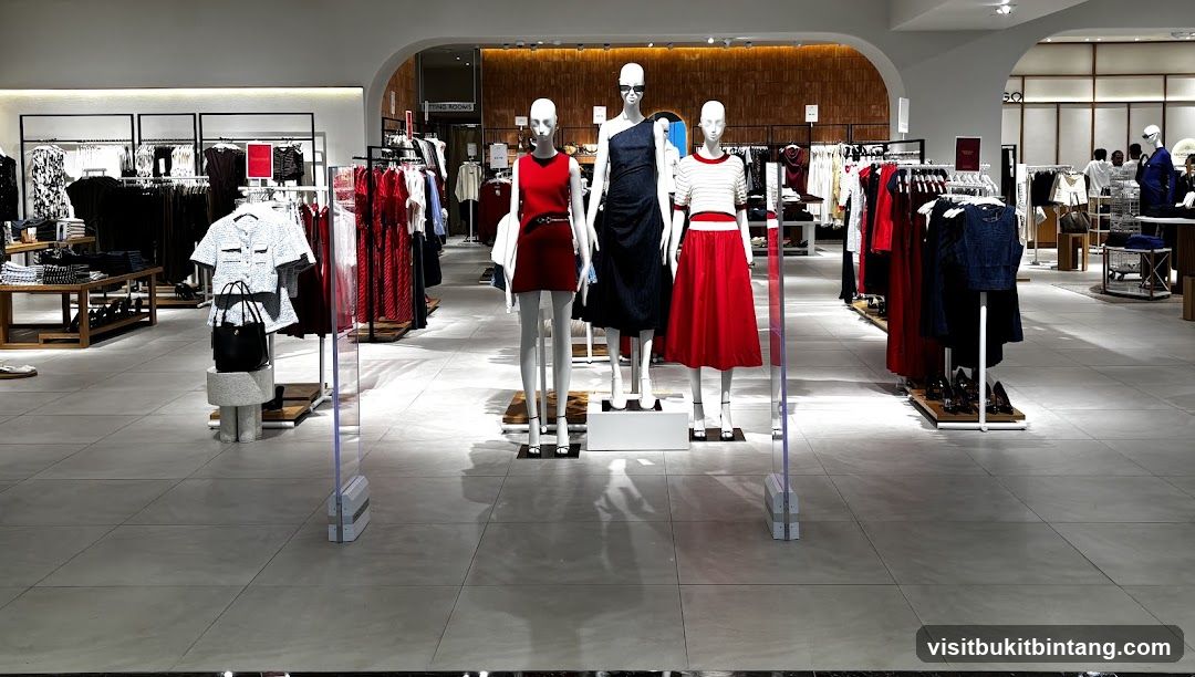 Clothing store interior with mannequins