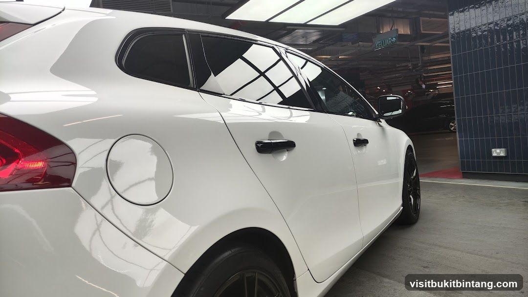 White Car in a Garage