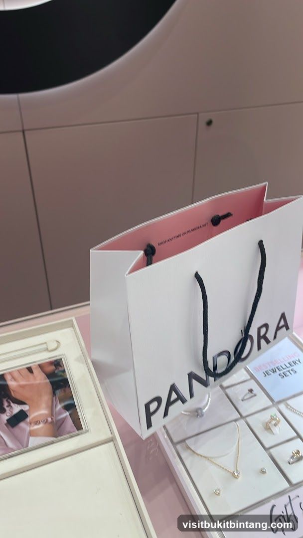 Pandora Shopping Bag and Jewelry Display