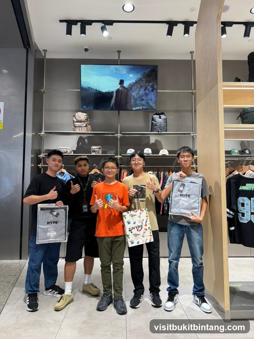 Group of young men posing in a store