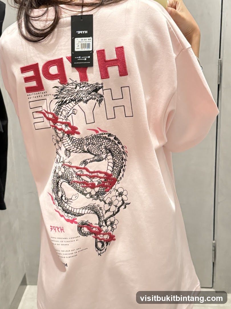 Pink T-shirt with Dragon Graphic