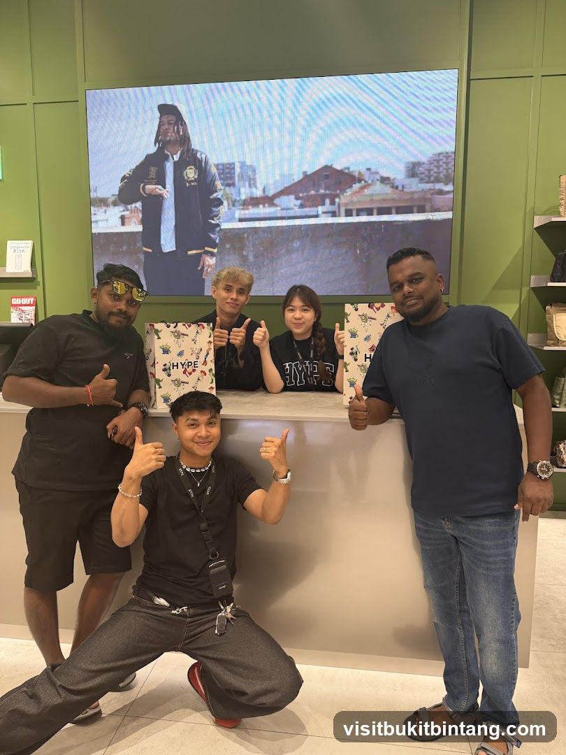 Group posing in a store