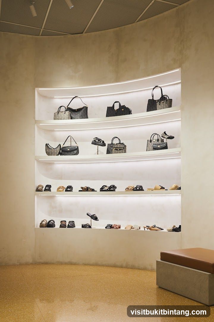 Designer Handbags and Shoes Display