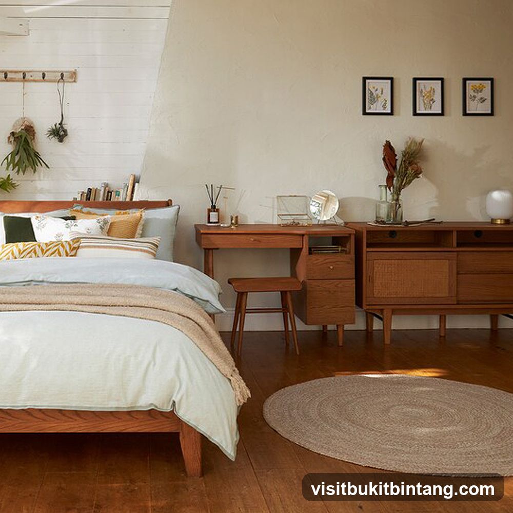 Bedroom with wooden furniture