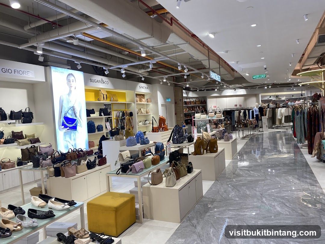 Handbag and clothing store interior