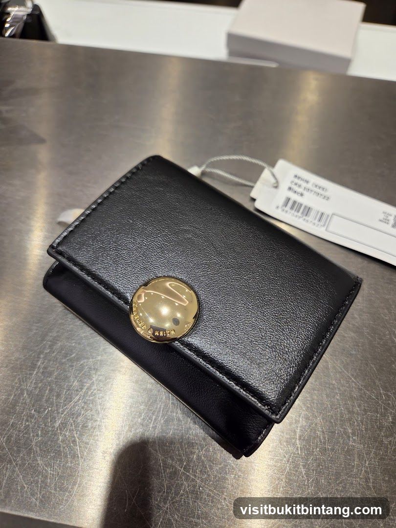 Black Wallet with Gold Button