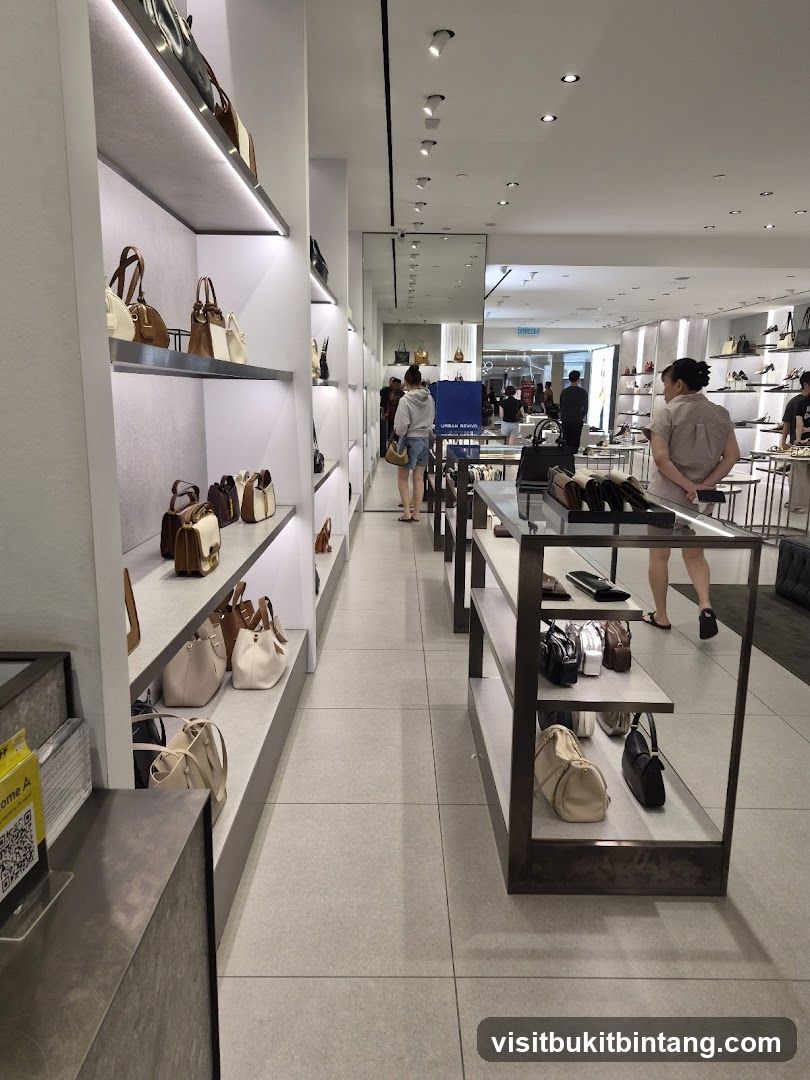 Interior of a handbag and shoe store