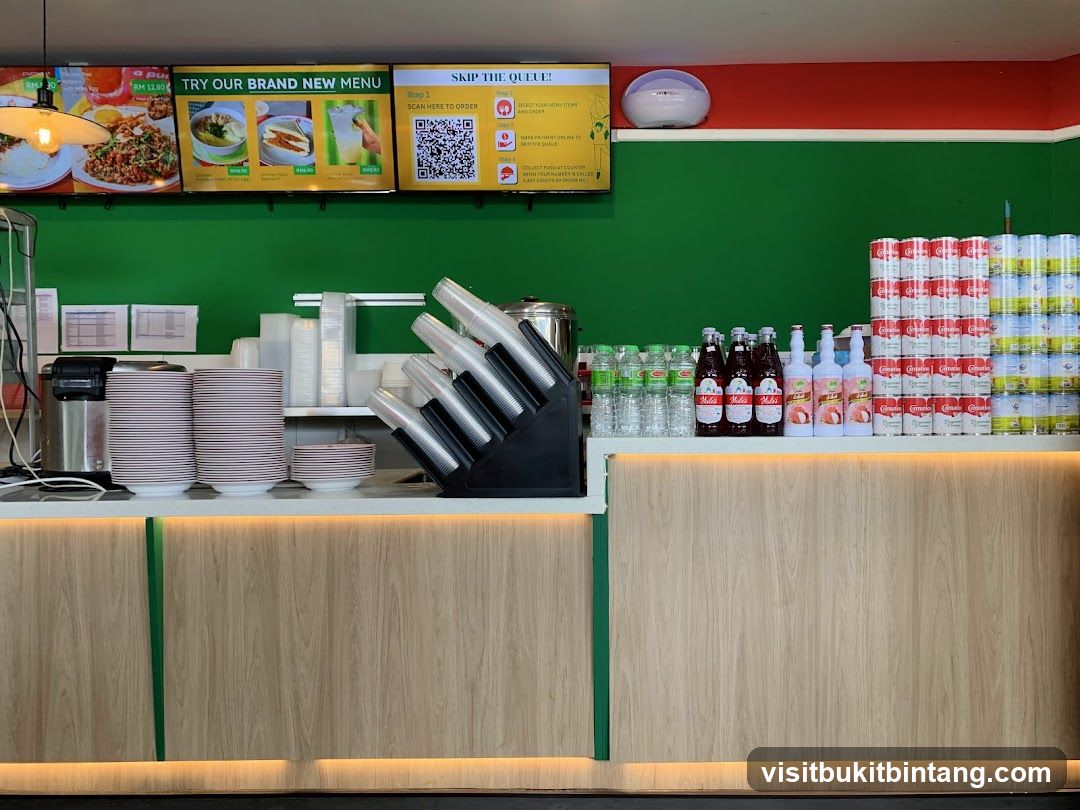 Restaurant Counter with Menu and Supplies