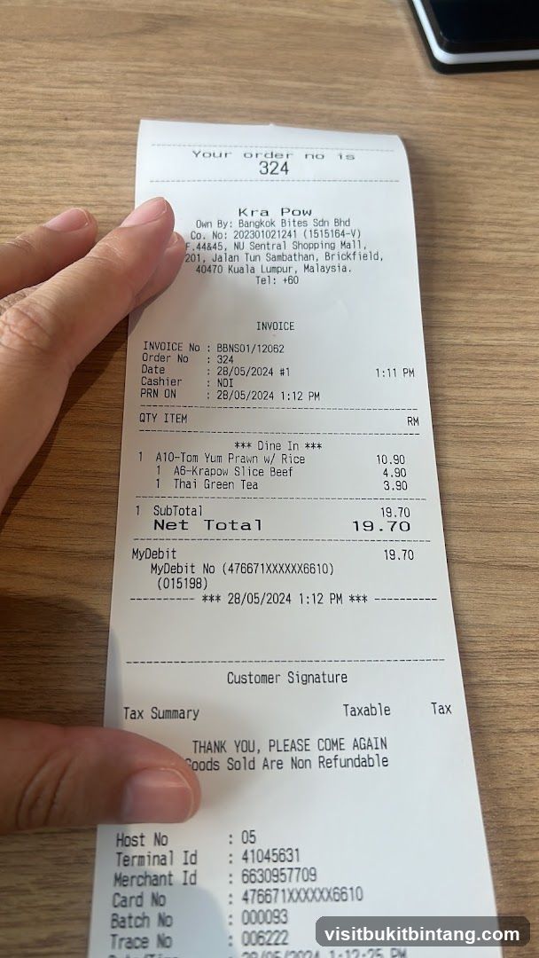 Receipt from Kra Pow