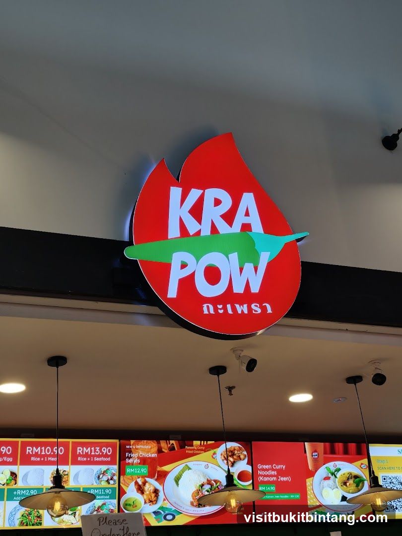 Kra Pow Restaurant Signage and Menu