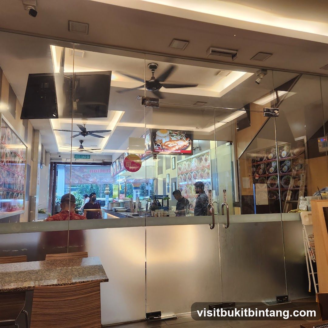 Restaurant Interior Through Glass Doors