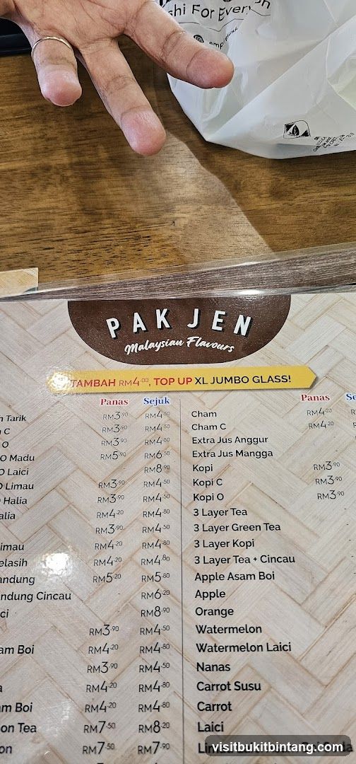 PAK JEN Malaysian Flavours Menu