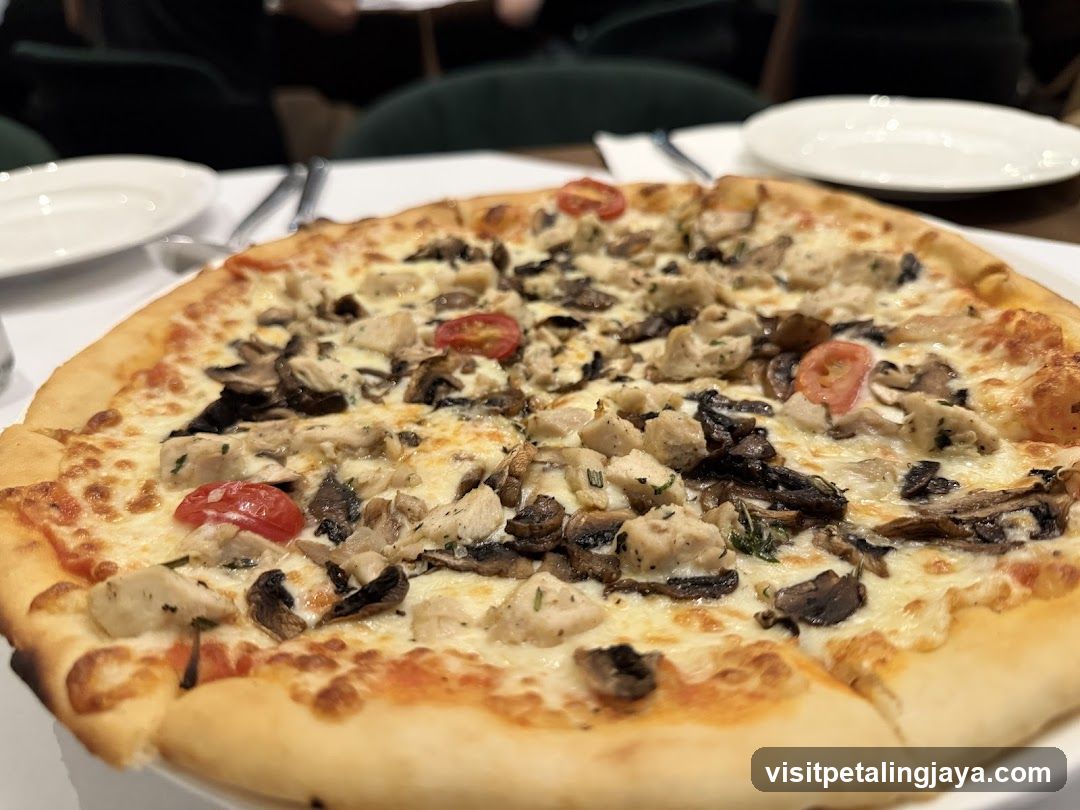 Pizza with Chicken and Mushrooms