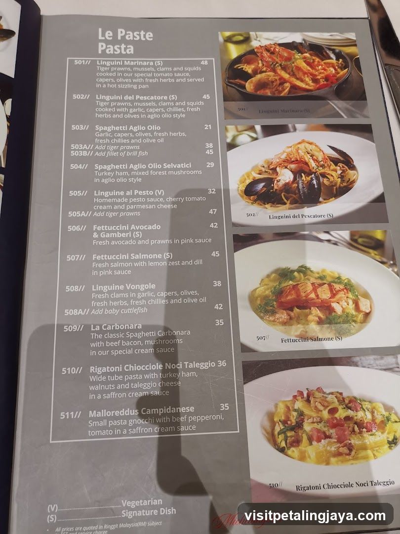 Le Paste Pasta Menu