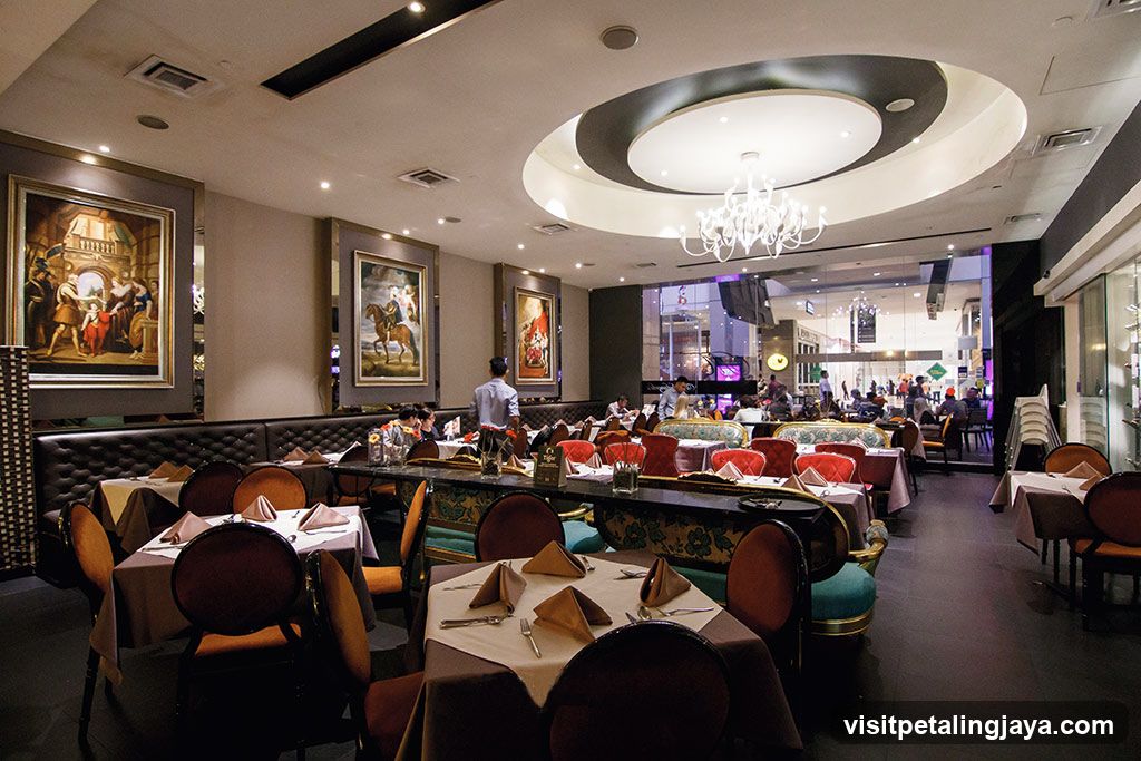 Restaurant Interior with Artwork and Dining Tables