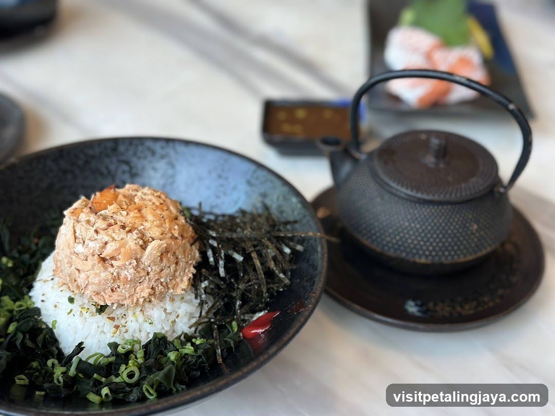 Rice Bowl with Tofu and Teapot