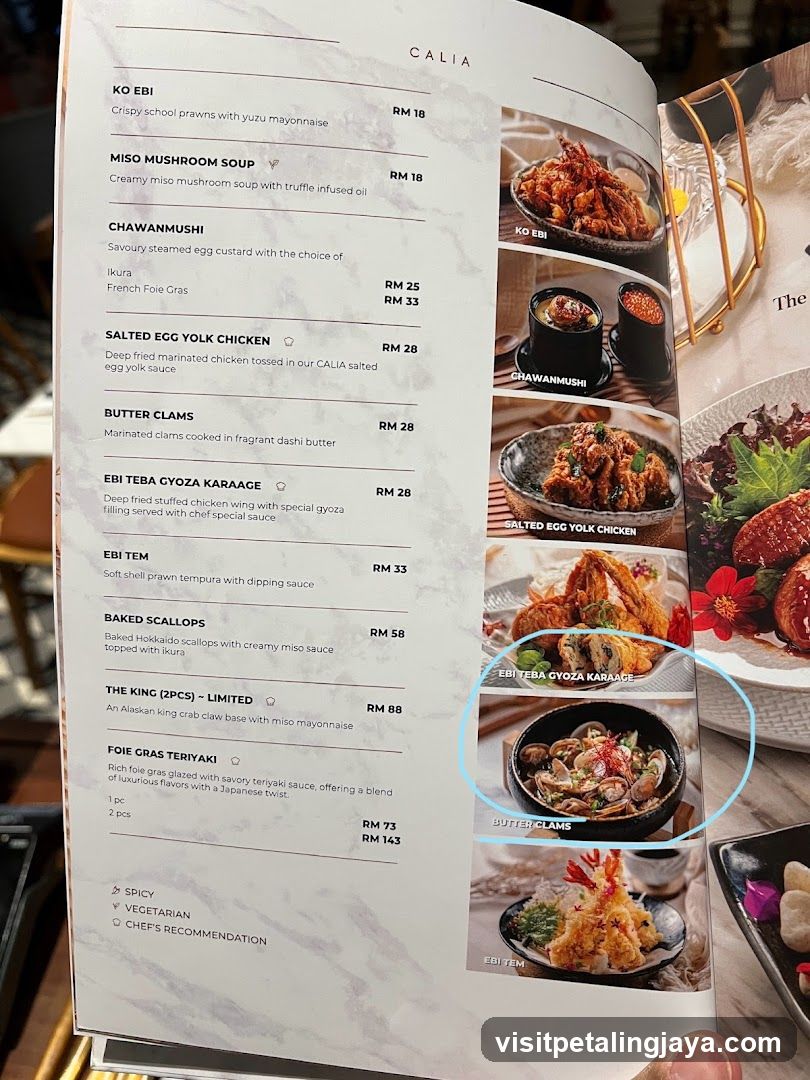 Calia Menu Page