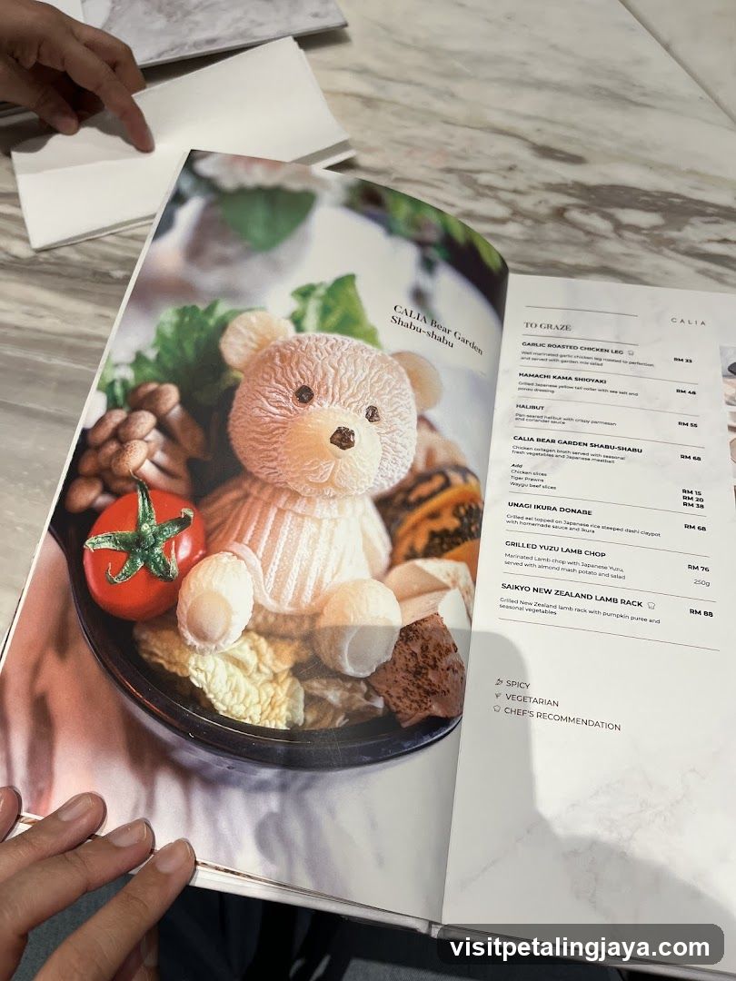 Calia Restaurant Menu Page