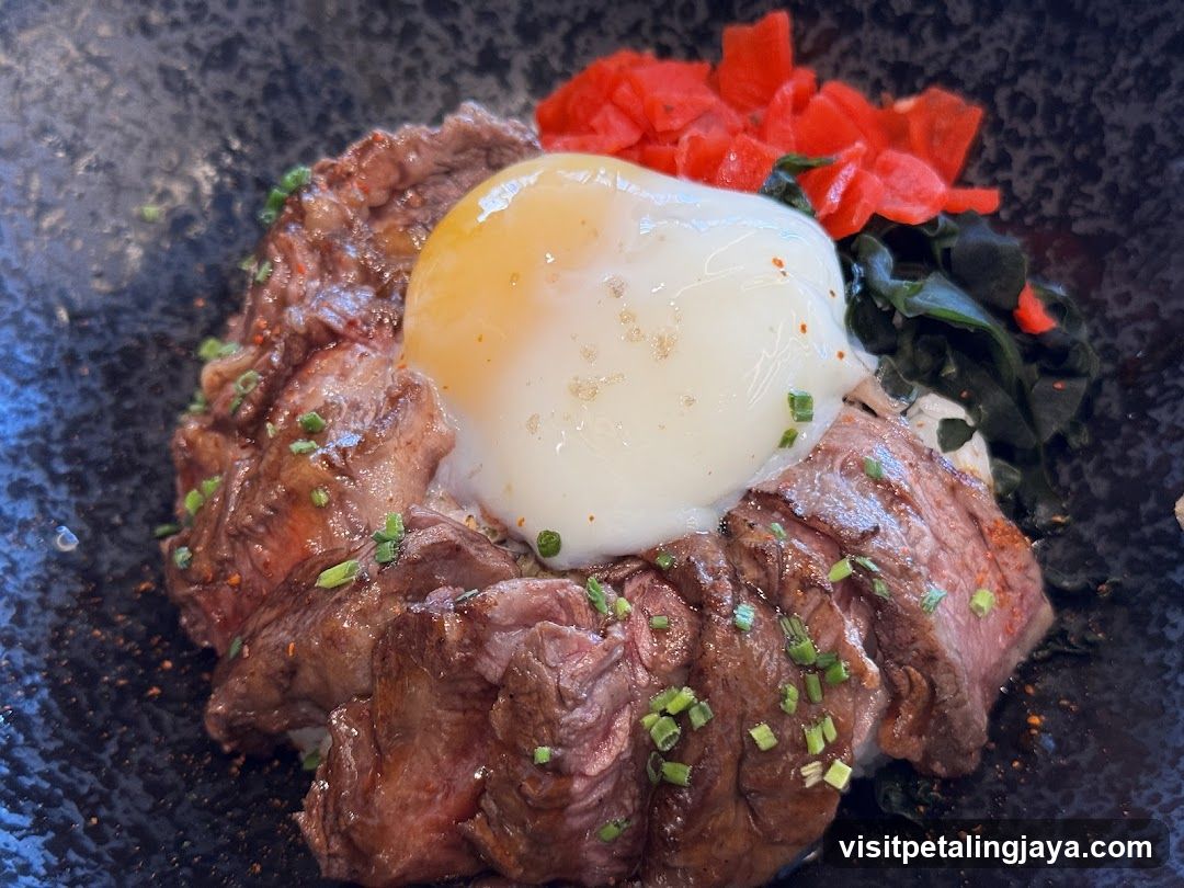 Steak with Poached Egg and Pickled Vegetables