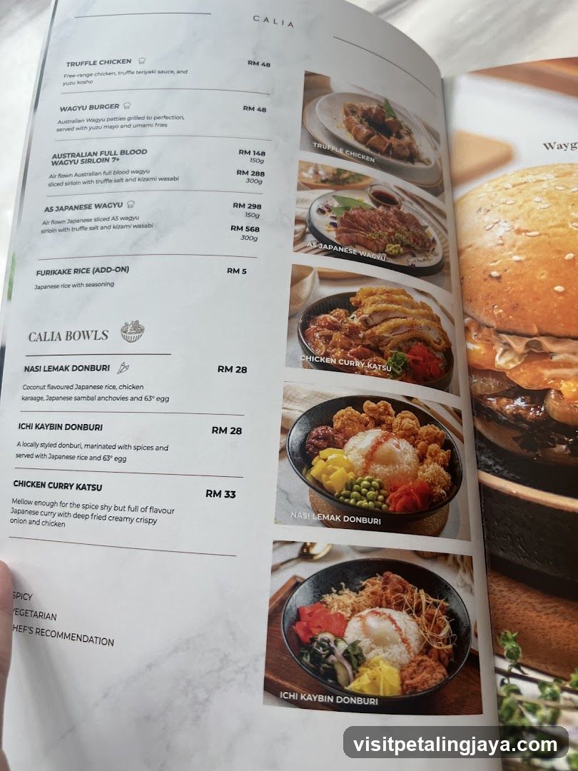 Calia Menu Page