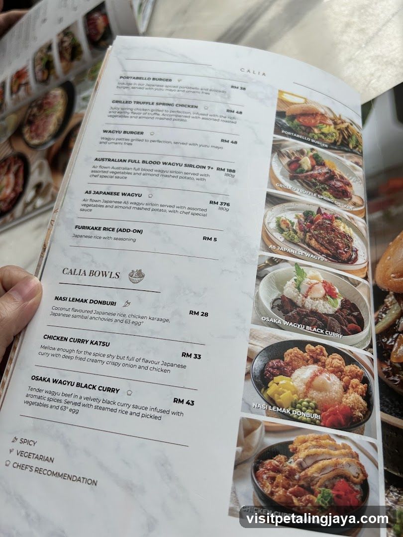 Calia Menu Page