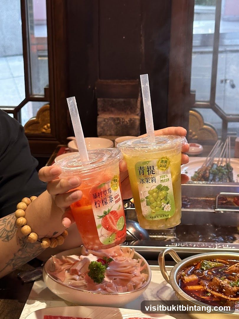 Two drinks and food